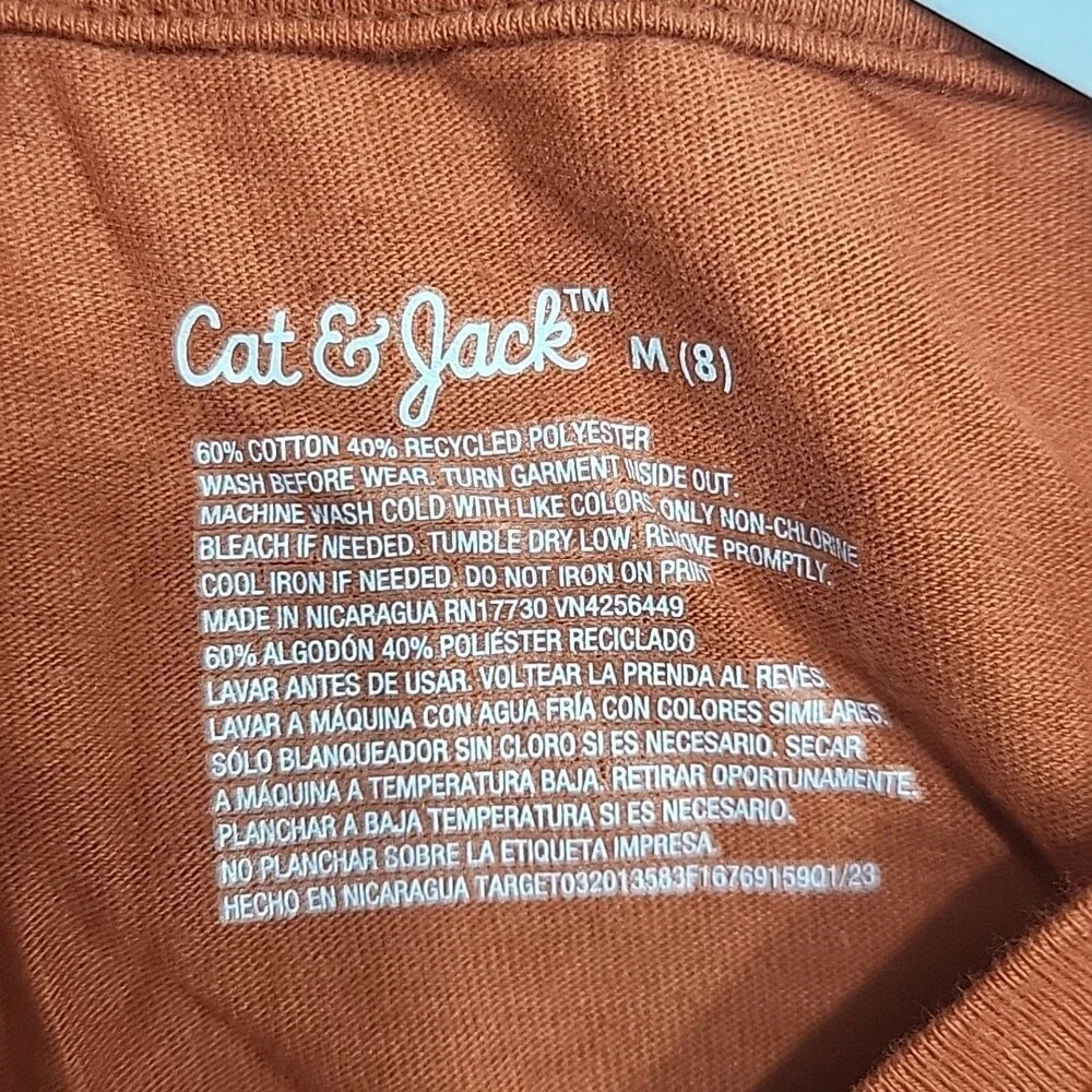 Girls Long Sleeves Graphic Tee Shirt - Cat & Jack Dark Chestnut Medium Sz 8 Top